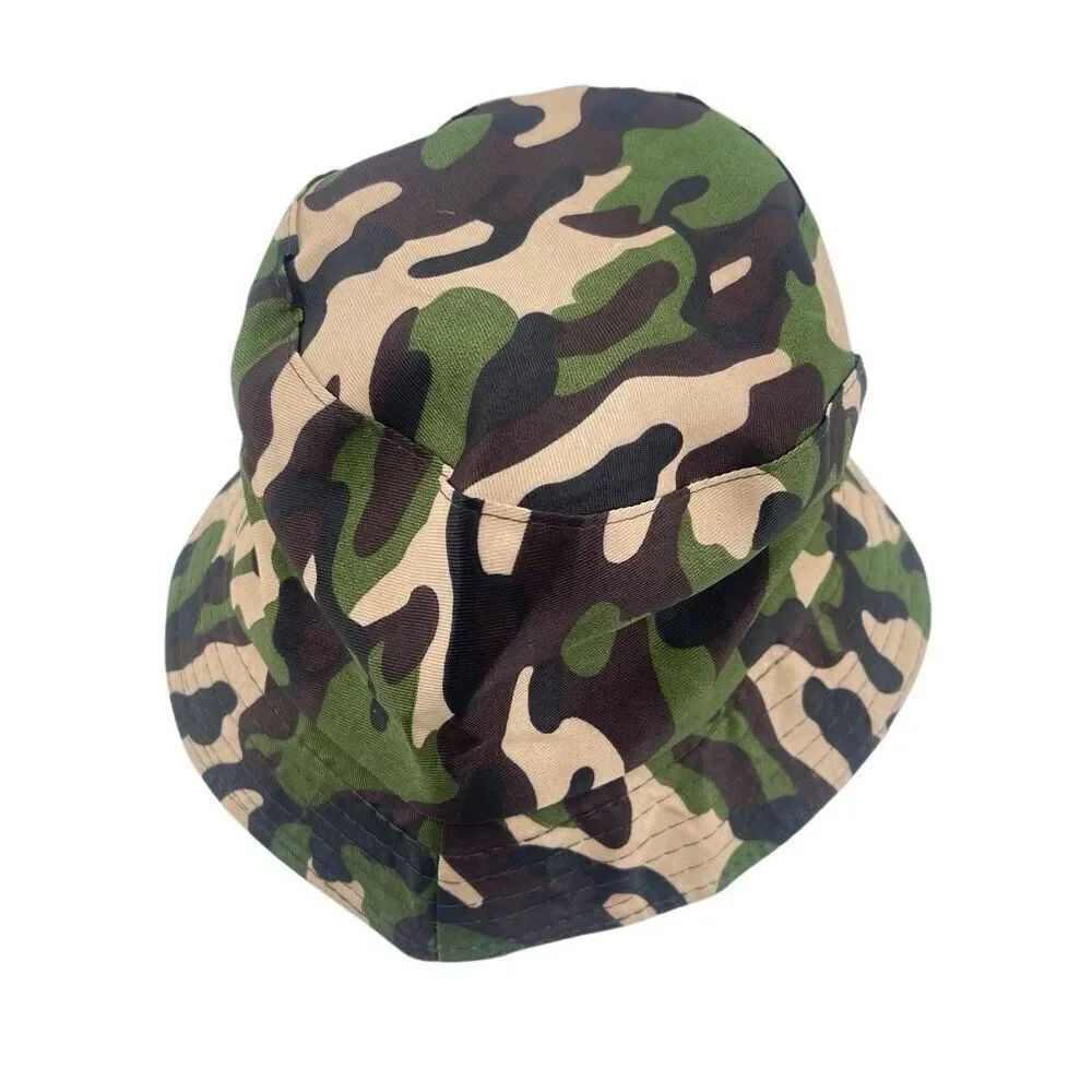 Reversible Toddler Bucket Hat Camo & Tan | Unisex Packable Sun Hat Kids Ages 2–5